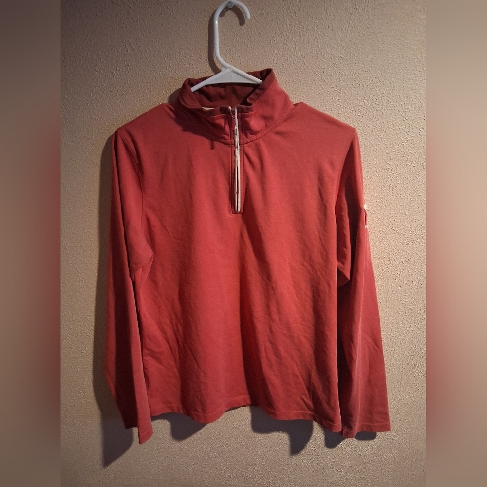 Horny Toad 1/4 Zip Long Sleeve Scarlet Logo Pullover Pocket Activewear Top M